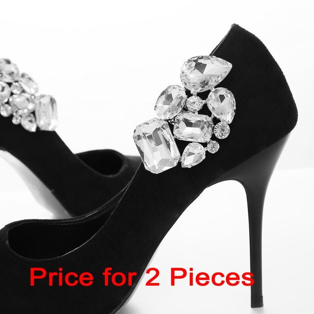 Z 2 Pieces Charm Glass Drill Shoe Decoration Women Anklet