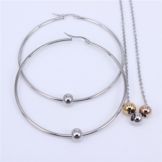 3 Colored Metal beads Jewelry Stainless Steel Jewelry Set