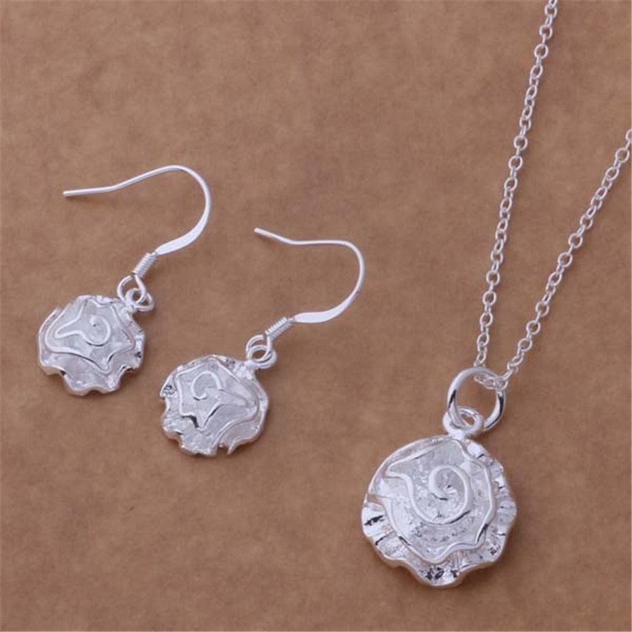 rose flower cute Classic necklace earring Jewelry Sets