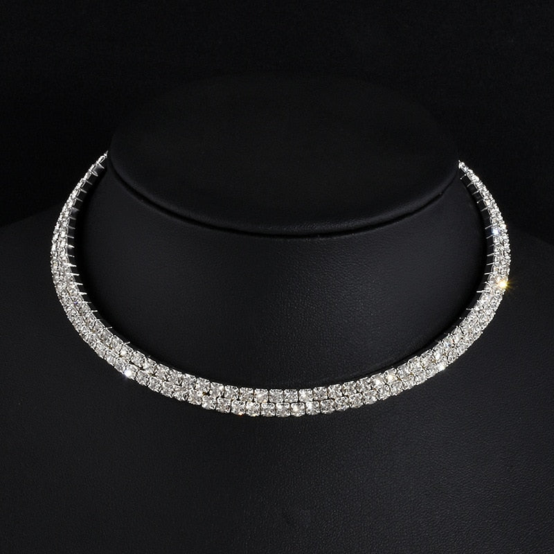 Bridal Fashion Crystal Rhinestone Choker Necklace