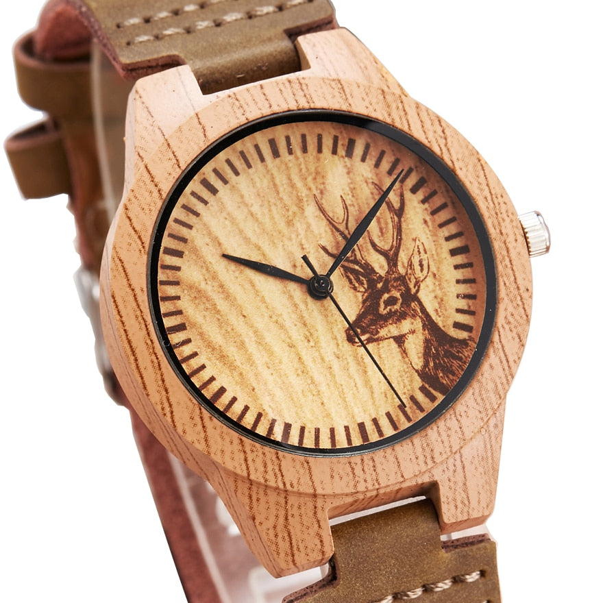 Animal Deer Imitation Wood Watch