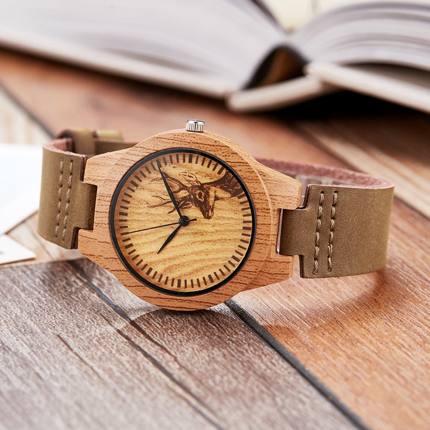 Animal Deer Imitation Wood Watch