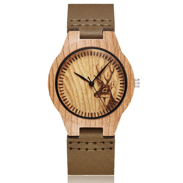 Animal Deer Imitation Wood Watch