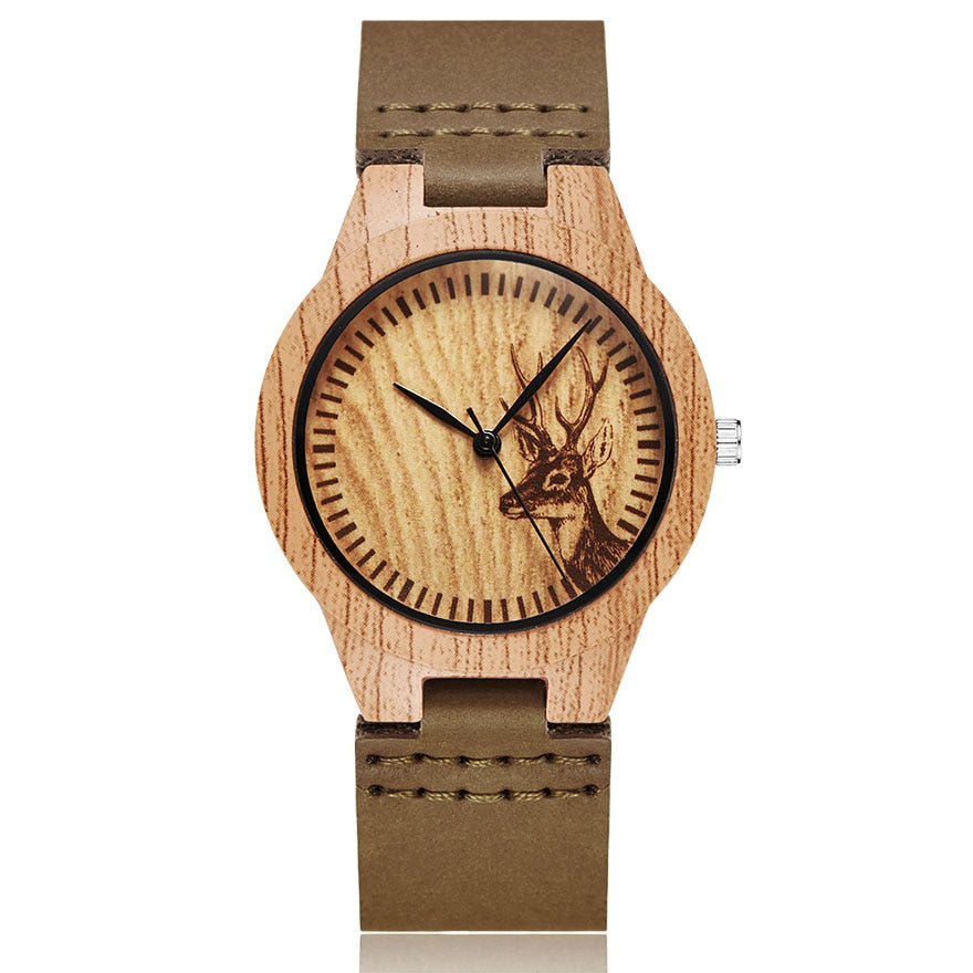 Animal Deer Imitation Wood Watch