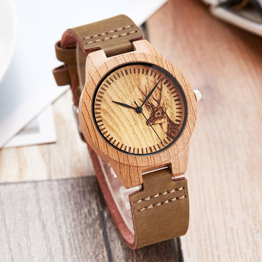 Animal Deer Imitation Wood Watch