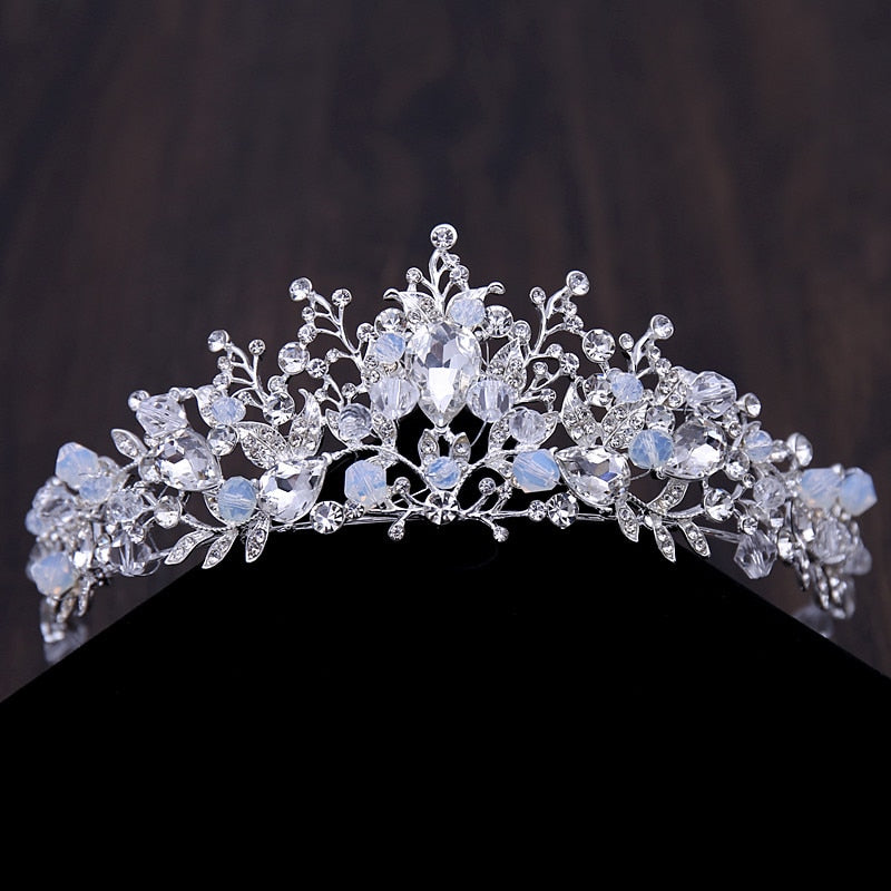 Rhinestone Crown Tiara Choker Necklace Earrings Jewelry Set