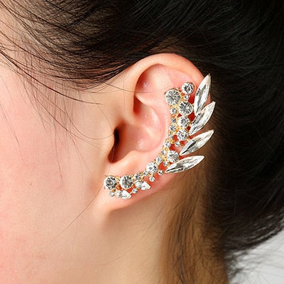 Korea Trendy earrings Charm Crystal leaf Ear Cuff