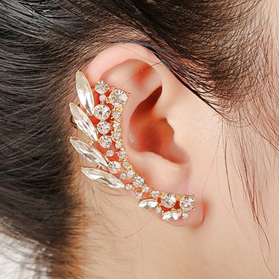 Korea Trendy earrings Charm Crystal leaf Ear Cuff