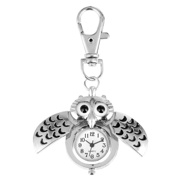 Bronze Cute Owl Keychains Pocket Watch