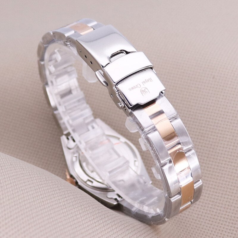 Claw-setting  Full Crystal Clock Stainless Steel Bracelet Watch