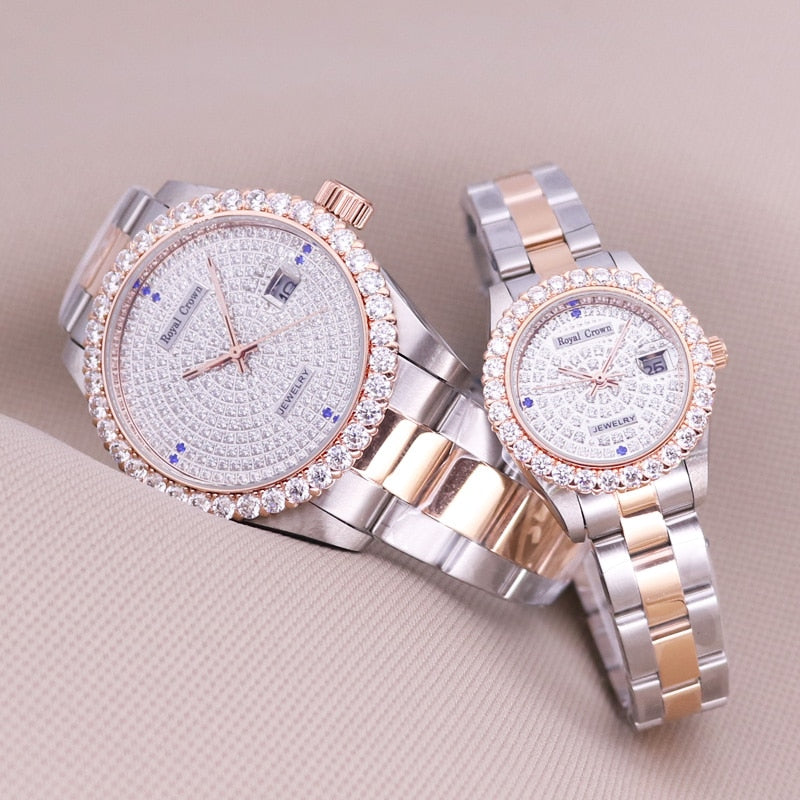 Claw-setting  Full Crystal Clock Stainless Steel Bracelet Watch