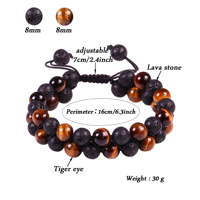 Lava Stonebracelet  Yoga Bracelet -Yellow Tiger Eye Bead