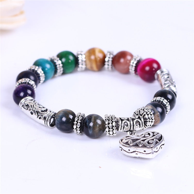Colorful Tiger Eye 7 Chakra  Bracelet
