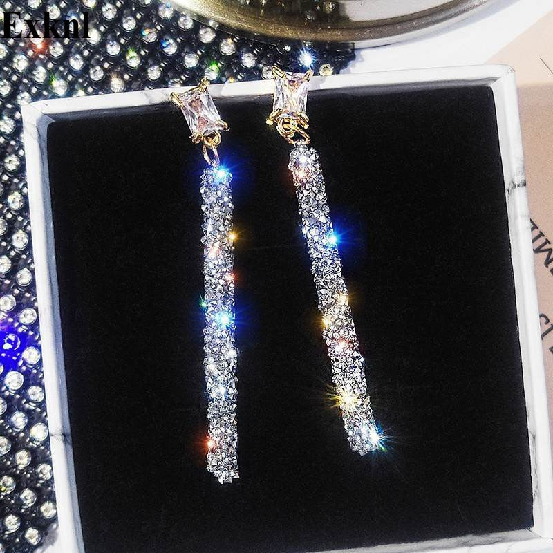 Crystal Classic Geometric Long Dangle Earrings For Woman