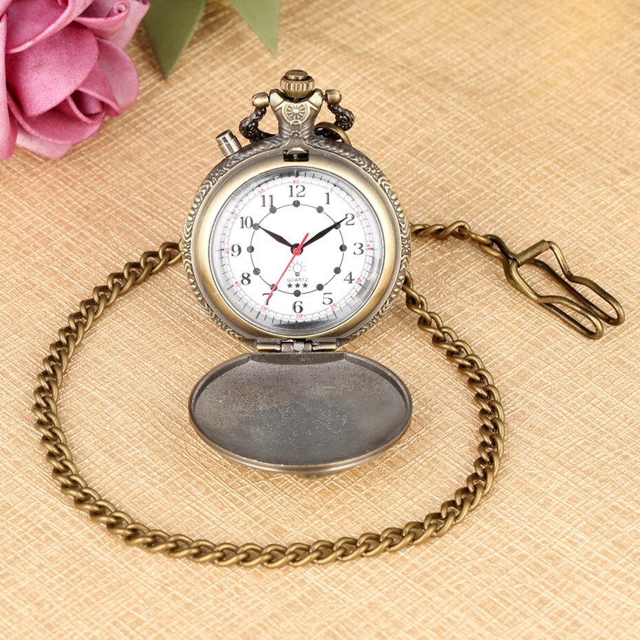 LED Flash Luminous Vintage Dial Quartz Pocket Watch