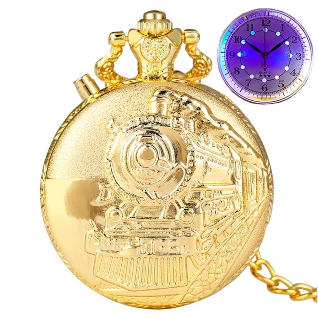 LED Flash Luminous Vintage Dial Quartz Pocket Watch