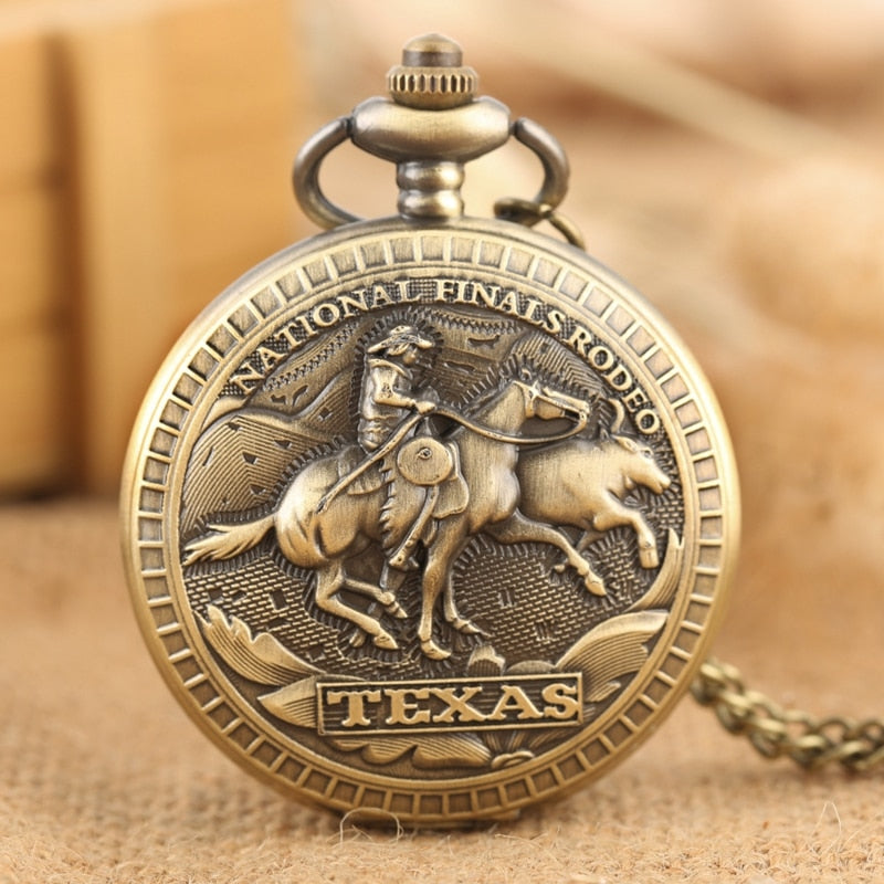 Bronze U.S. Texas National Finals Rodeo Design Quartz Pocket Watch