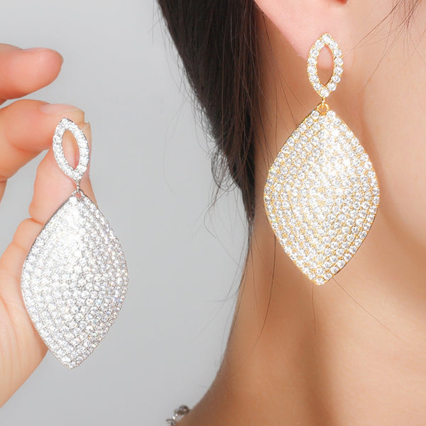 Gorgeous Micro Pave Full Paving CZ 925 Silver Ear Jewelry Large Danging Drop Earrings