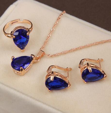 Drop Pendant Necklace Earring Ring For Women Wedding Jewelry Set