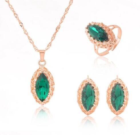 Drop Pendant Necklace Earring Ring For Women Wedding Jewelry Set