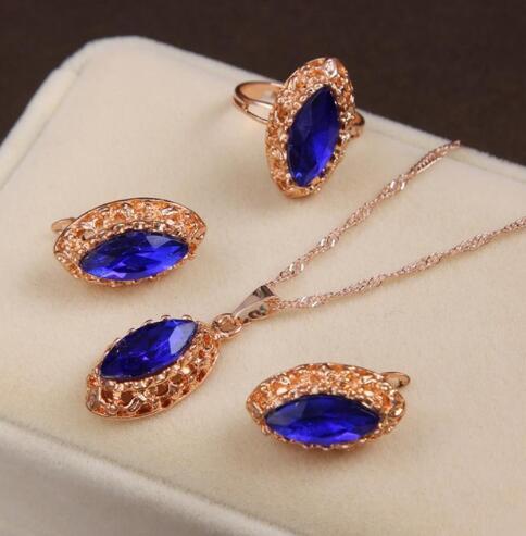 Drop Pendant Necklace Earring Ring For Women Wedding Jewelry Set