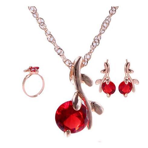Drop Pendant Necklace Earring Ring For Women Wedding Jewelry Set