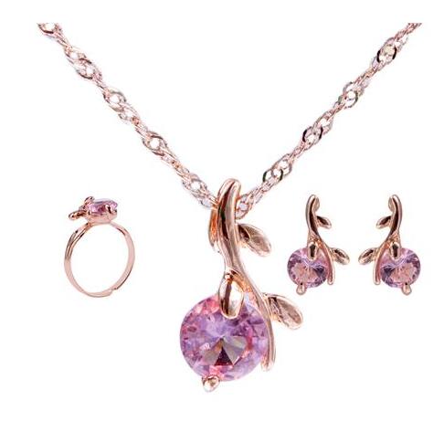 Drop Pendant Necklace Earring Ring For Women Wedding Jewelry Set