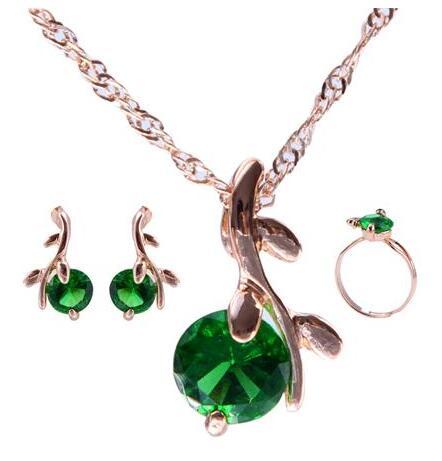 Drop Pendant Necklace Earring Ring For Women Wedding Jewelry Set
