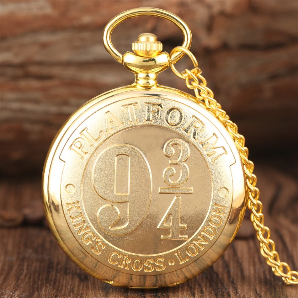 Gold King's Cross London 9 3/4 Platform Design Quartz Pocket Watch