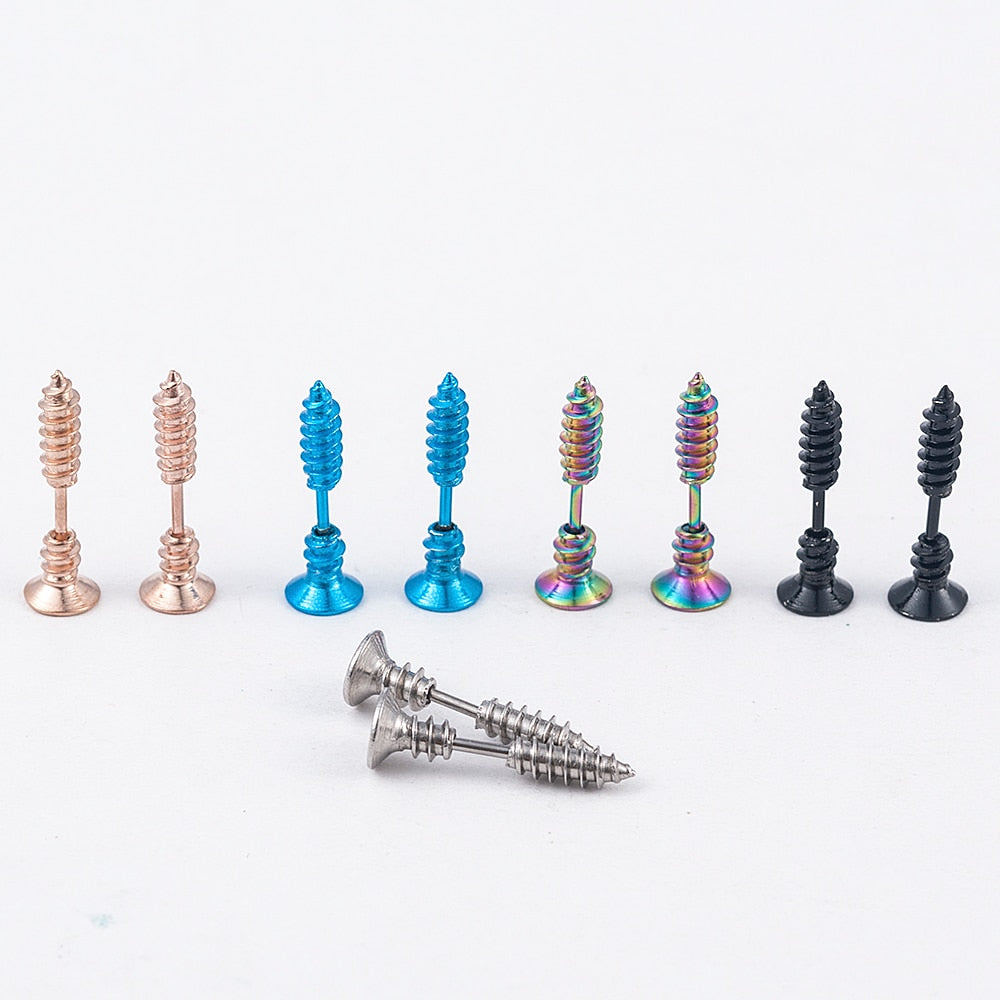 Punk Style Stainless Steel  5 Colors Stud Earrings
