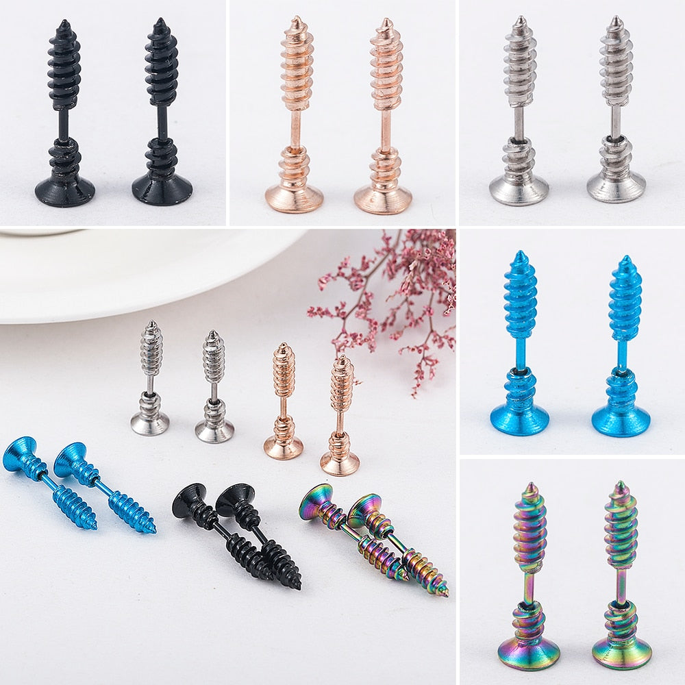 Punk Style Stainless Steel  5 Colors Stud Earrings