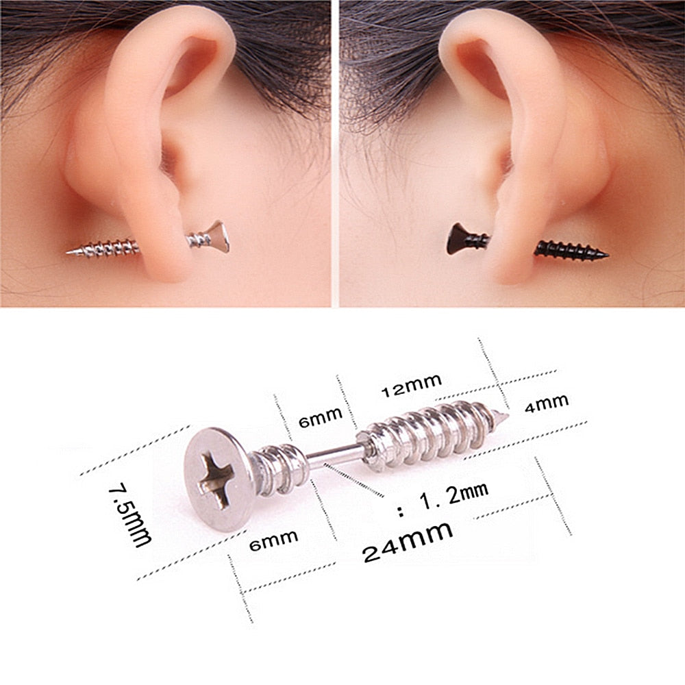 Punk Style Stainless Steel  5 Colors Stud Earrings