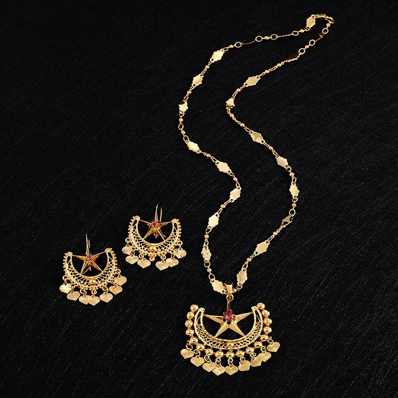 Gold Color Beautiful Ethnic Wedding Luxury Jewelry Sets