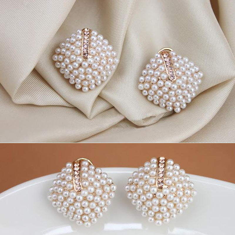 Fashion Jewelry Crystal Rhinestone Pearl Stud Earrings