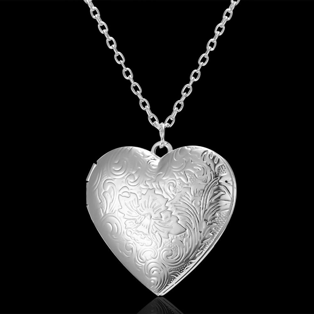Silver Color Love Heart Locket Pendants