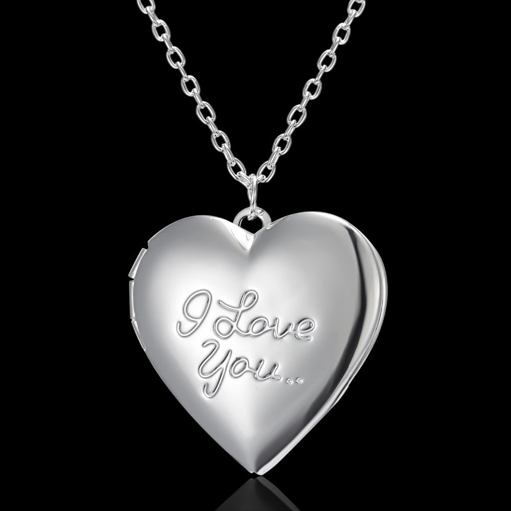 Silver Color Love Heart Locket Pendants
