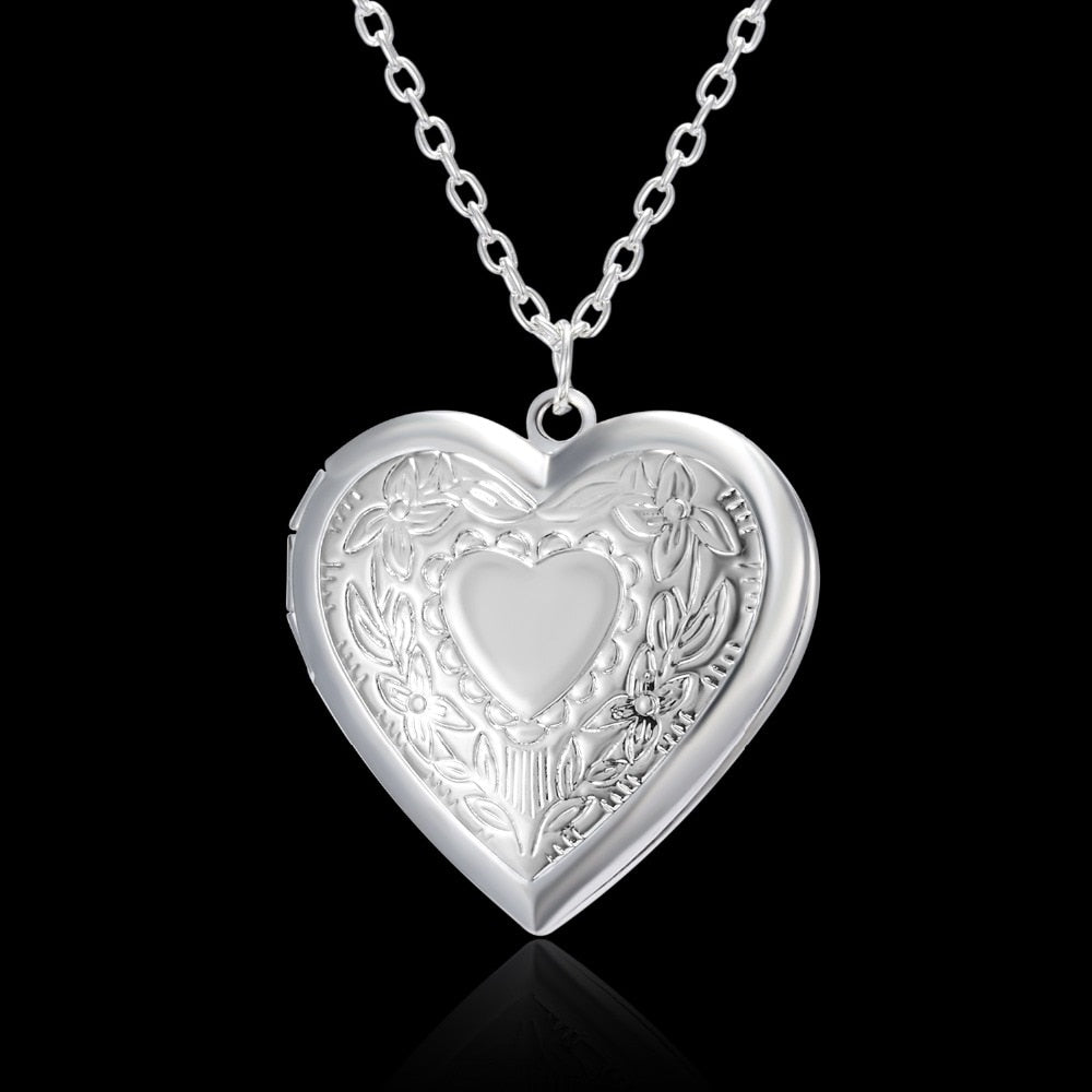 Silver Color Love Heart Locket Pendants