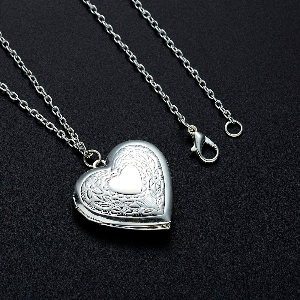 Silver Color Love Heart Locket Pendants