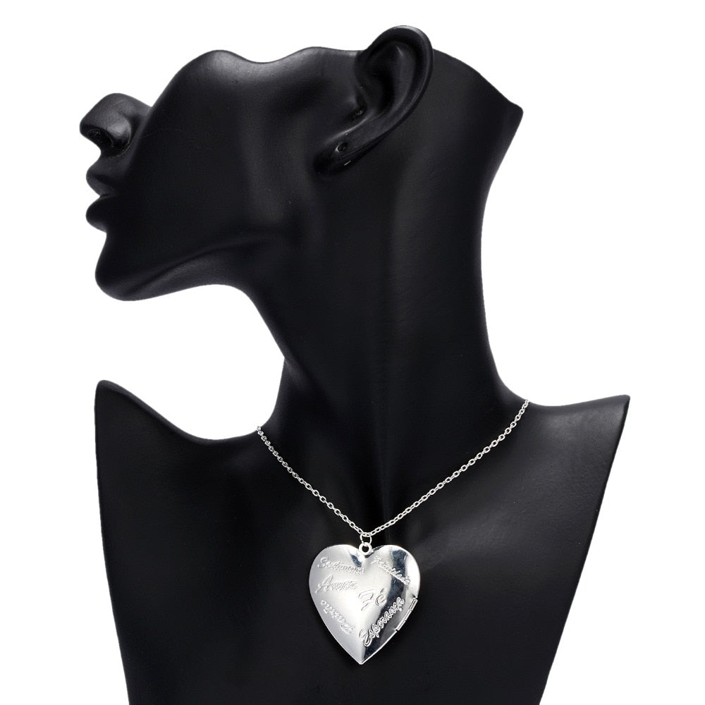 Silver Color Love Heart Locket Pendants