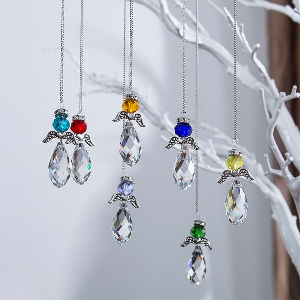 Hanging Crystal Guardian Angel Stained Glass Suncatcher