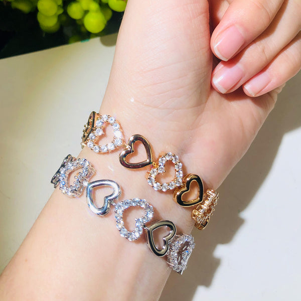 Fashion Women 585 Gold Love Heart Shape Bracelet Chain