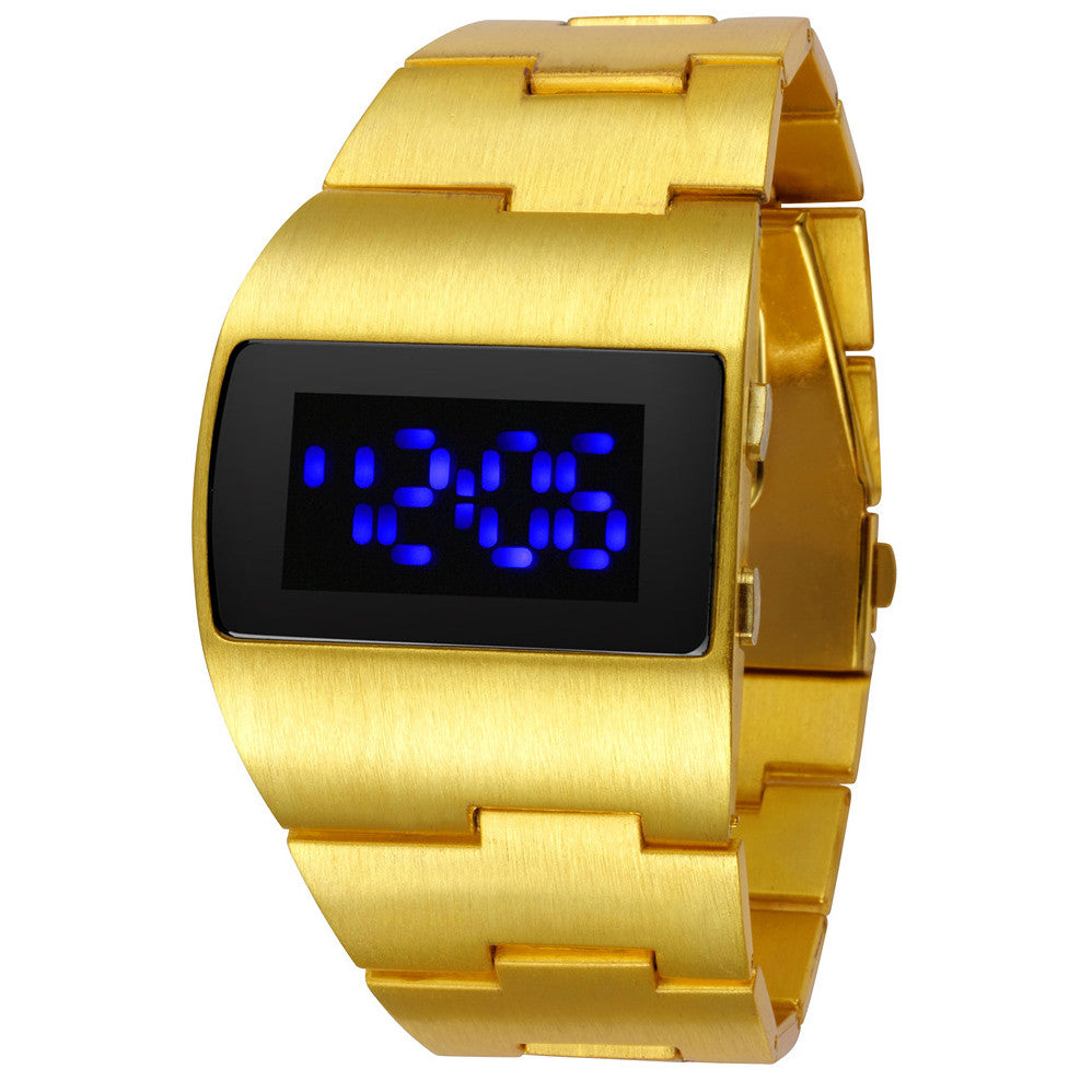 Fashion Iron man Luxury Gold Blue  LED Wrist Watches