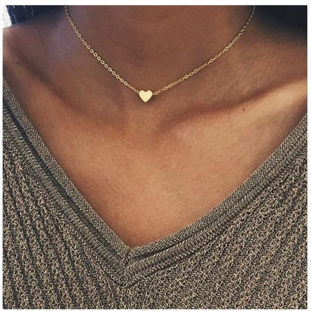 Bohemian Tiny Heart Star Necklace