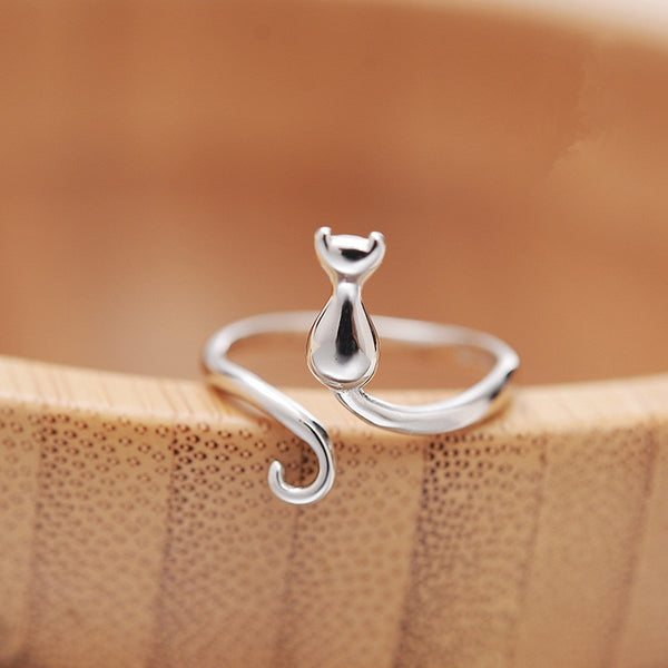 Silver Plated  Finger Bell Cat Rings For Women