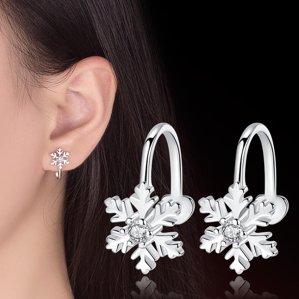 Korean Style Women Snowflake Clip Earrings
