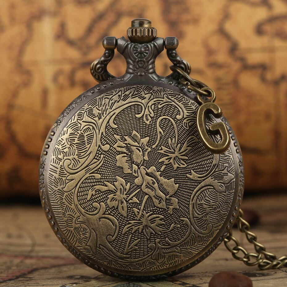 Antique Bronze Quartz Fob Clock Pendant Freemason  Pocket Watch