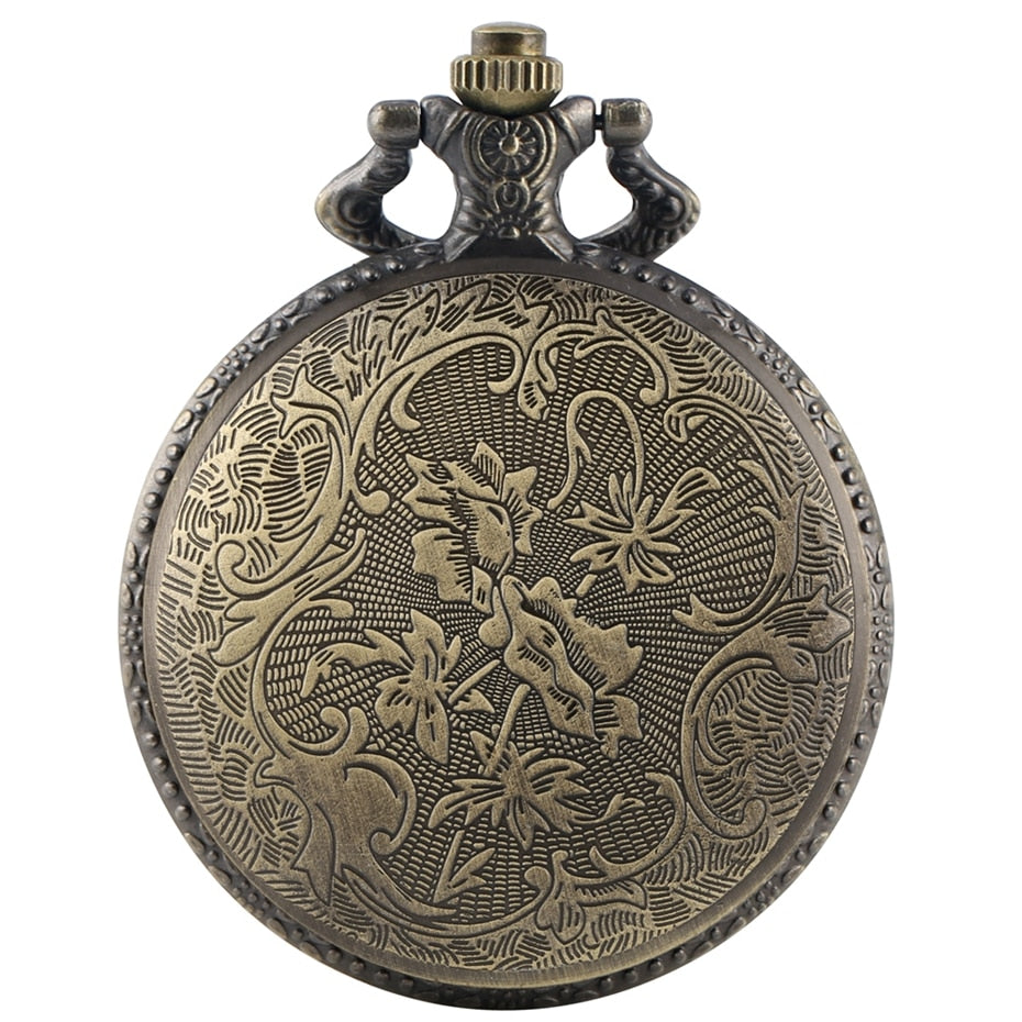 Antique Bronze Quartz Fob Clock Pendant Freemason  Pocket Watch