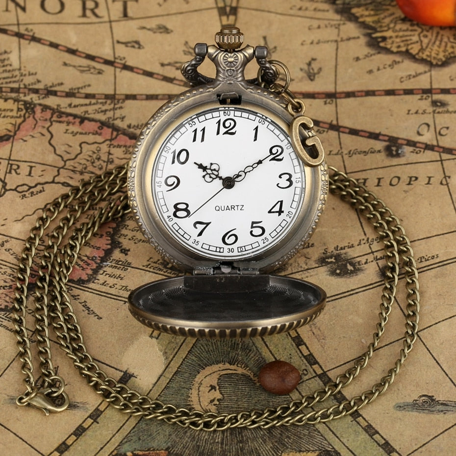 Antique Bronze Quartz Fob Clock Pendant Freemason  Pocket Watch