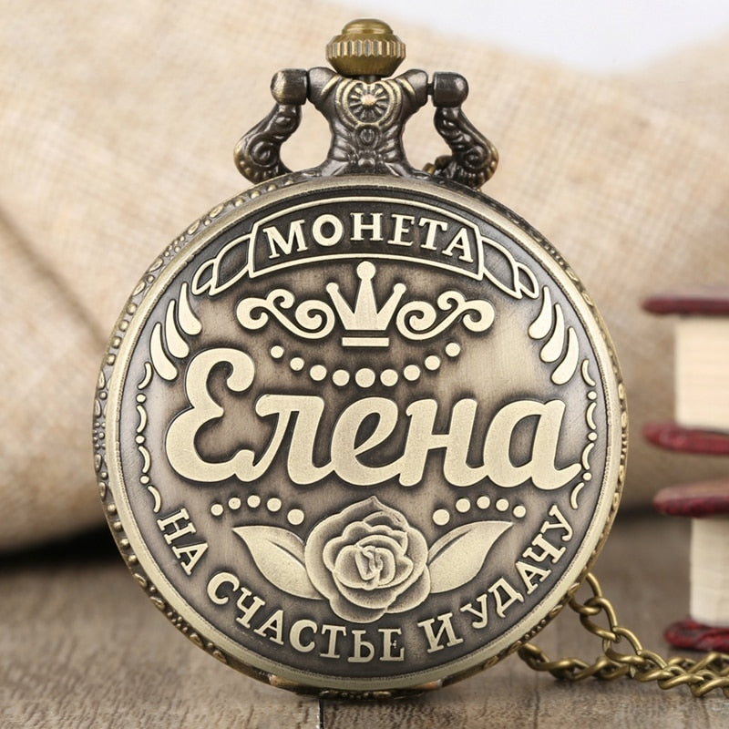 Russian Words Coins USSR Ruble Replica Quartz Pocket Watch