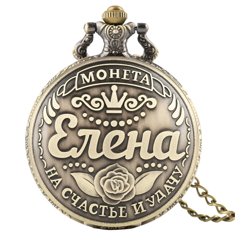 Russian Words Coins USSR Ruble Replica Quartz Pocket Watch